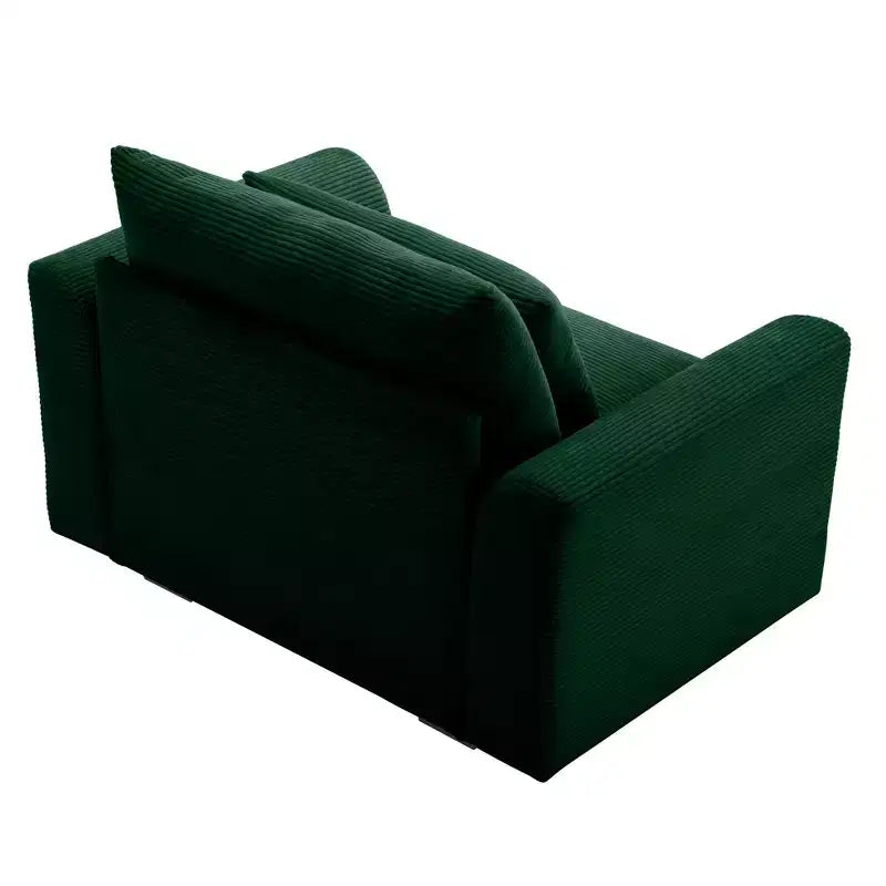 Fauteuil une place en velours côtelé avec assise profonde de 33.8 et coussin lombaire
