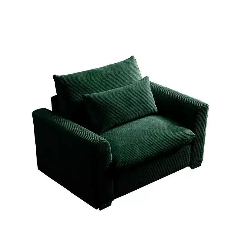 Fauteuil une place en velours côtelé avec assise profonde de 33.8 et coussin lombaire