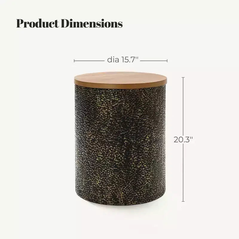 Table d’appoint ronde de 20.3, en fer avec plateau en bois, noir et doré martelé, petite table d’appoint multicolore pour le salon, la chambre ou près du canapé