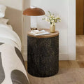 Table d’appoint ronde de 20.3, en fer avec plateau en bois, noir et doré martelé, petite table d’appoint multicolore pour le salon, la chambre ou près du canapé