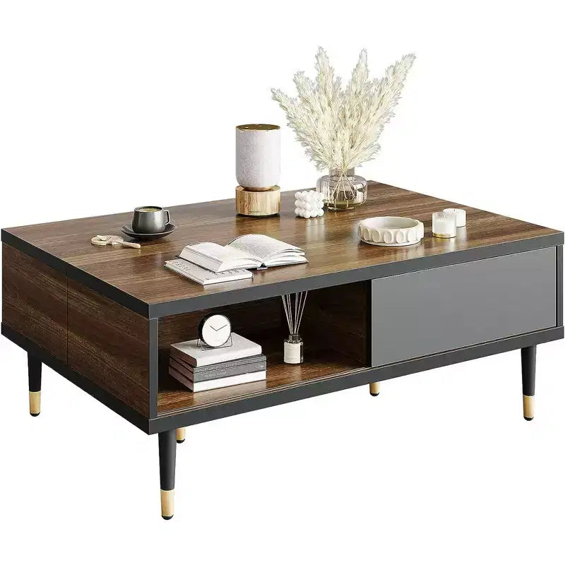 Mueble de TV de 80 pulgadas de estilo moderno de mediados de siglo, para televisores de hasta 85 pulgadas, consola de TV larga 2 en 1, mesa de centro cuadrada con puerta corrediza