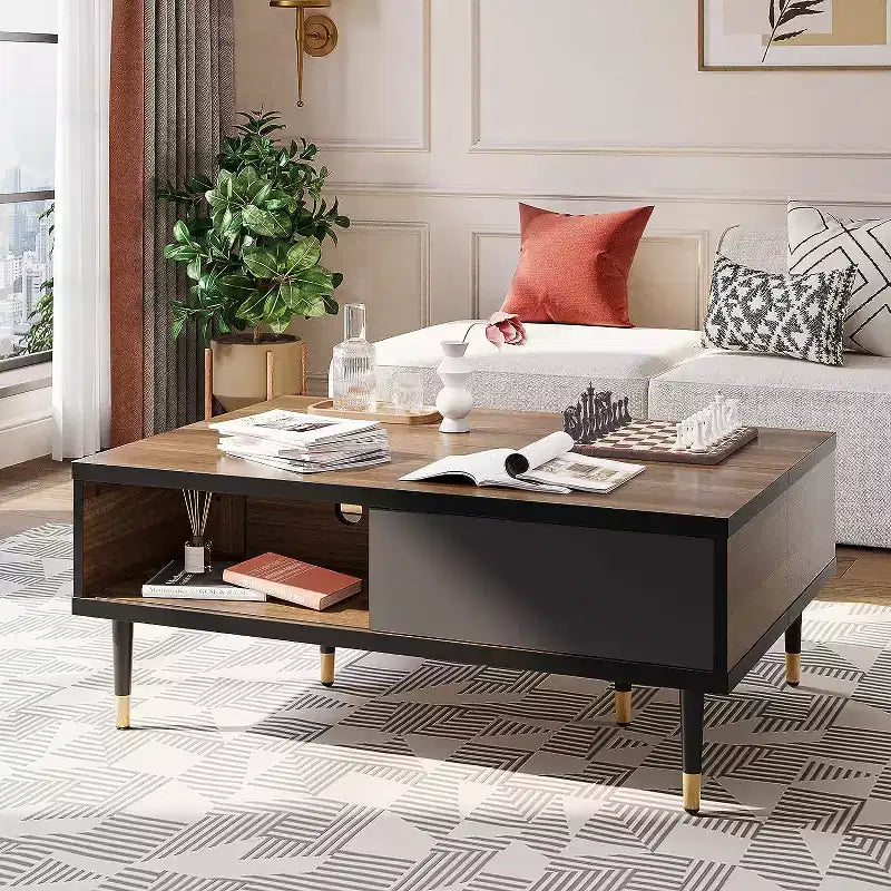 Mueble de TV de 80 pulgadas de estilo moderno de mediados de siglo, para televisores de hasta 85 pulgadas, consola de TV larga 2 en 1, mesa de centro cuadrada con puerta corrediza