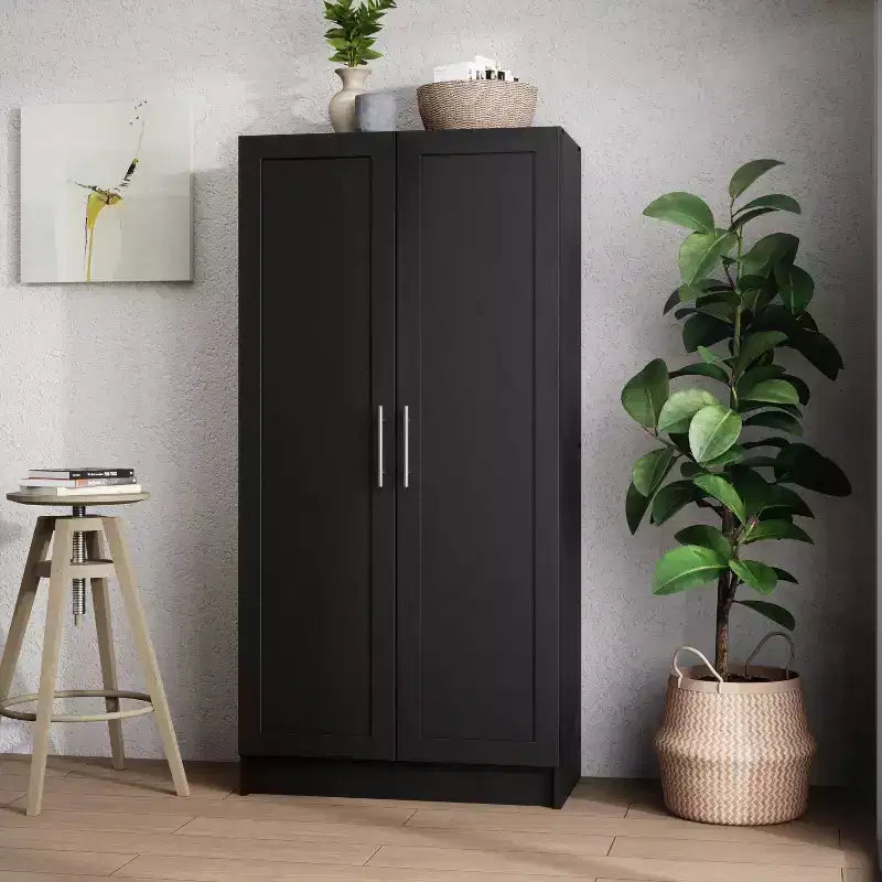 Meuble d’appoint à 3 étagères avec portes à panneaux