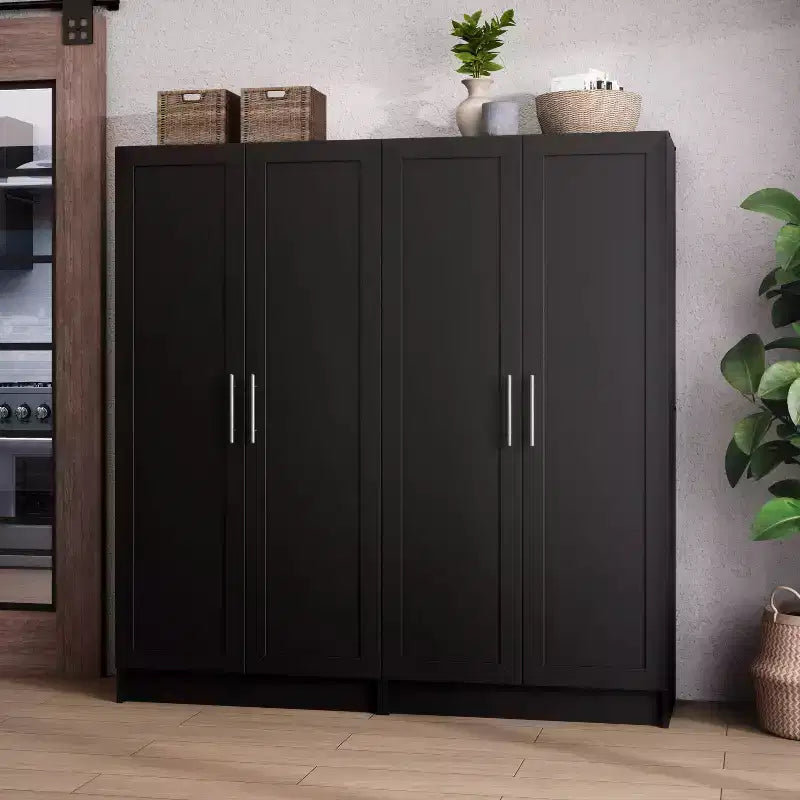 Meuble d’appoint à 3 étagères avec portes à panneaux