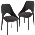 LeisureMod Amalfi Collection Upholstered Dining Chairs Set of 2  Curved Open Back Design with Powder-Coated Iron Legs for Kitchen &amp; Dining Room