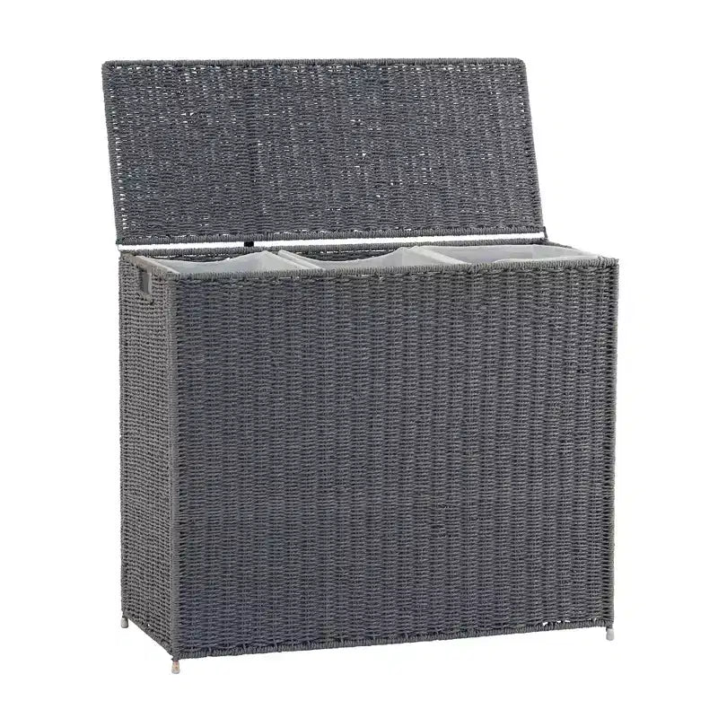 Panier à linge à 3 compartiments, en osier