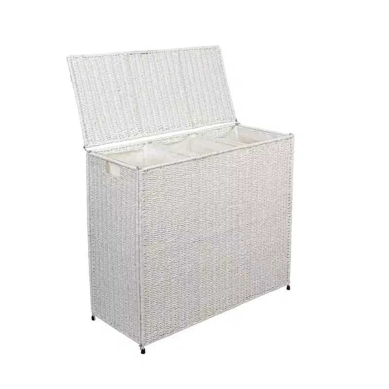 Panier à linge à 3 compartiments, en osier