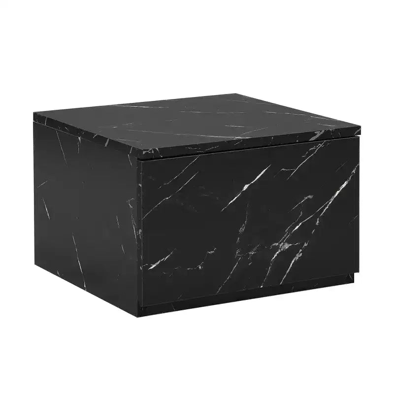 Mueble para TV de 79W para televisores de hasta 88'', centro de entretenimiento de configuración libre con 4 cajones de almacenamiento y acabado de imitación mármol y veta de nogal