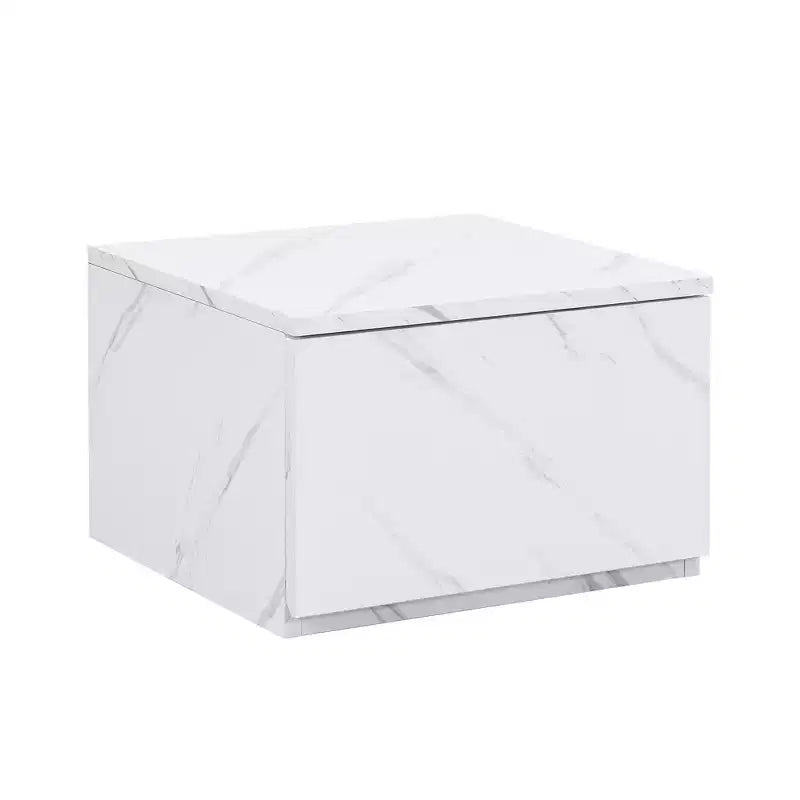 Mueble para TV de 79W para televisores de hasta 88'', centro de entretenimiento de configuración libre con 4 cajones de almacenamiento y acabado de imitación mármol y veta de nogal