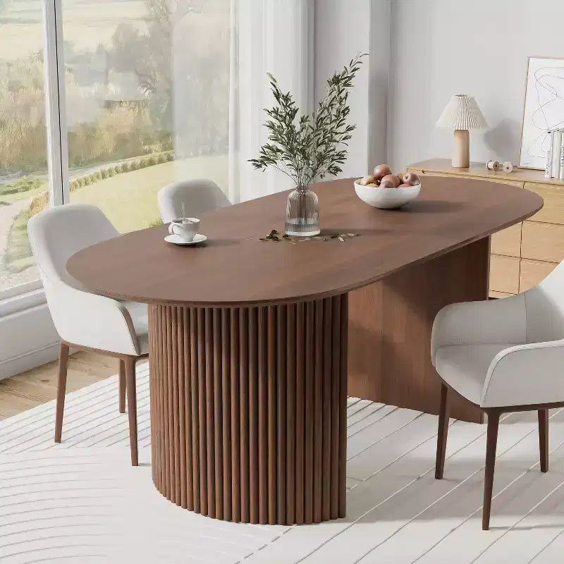 Dovelina Wood Dining Table Mid-Century Modern Kitchen Table Dining Room Table for 6 People