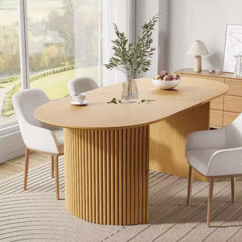Table de salle à manger en bois, style moderne du milieu du siècle, pour 6 personnes