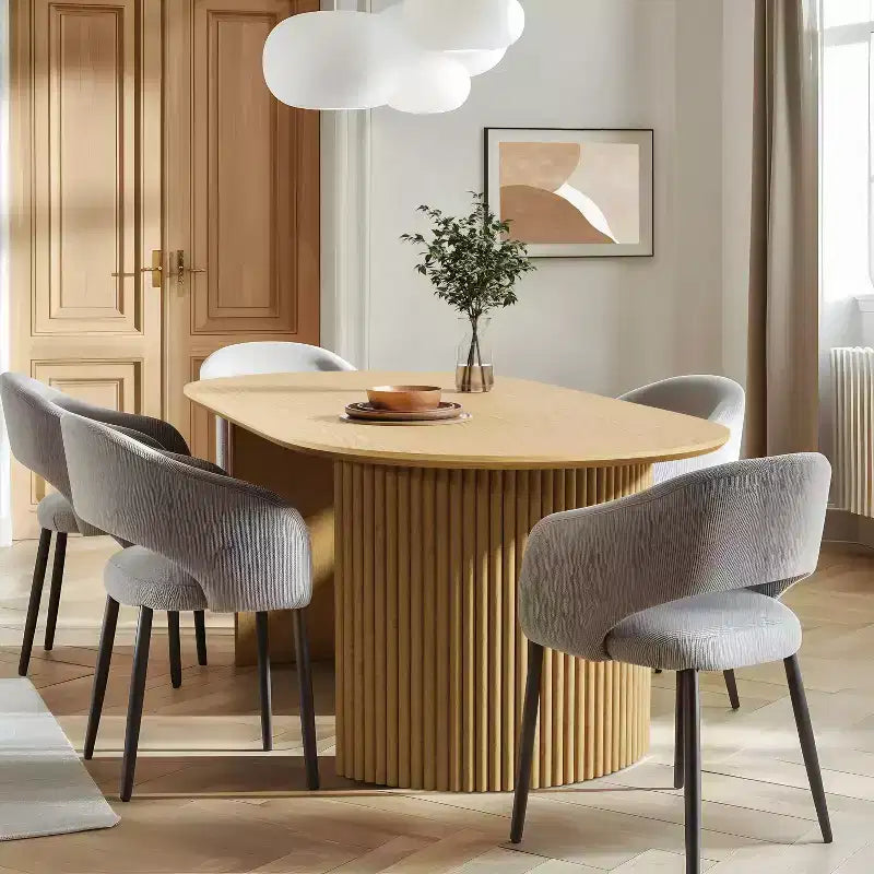 Table de salle à manger en bois, style moderne du milieu du siècle, pour 6 personnes