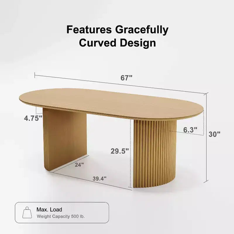 Table de salle à manger en bois, style moderne du milieu du siècle, pour 6 personnes