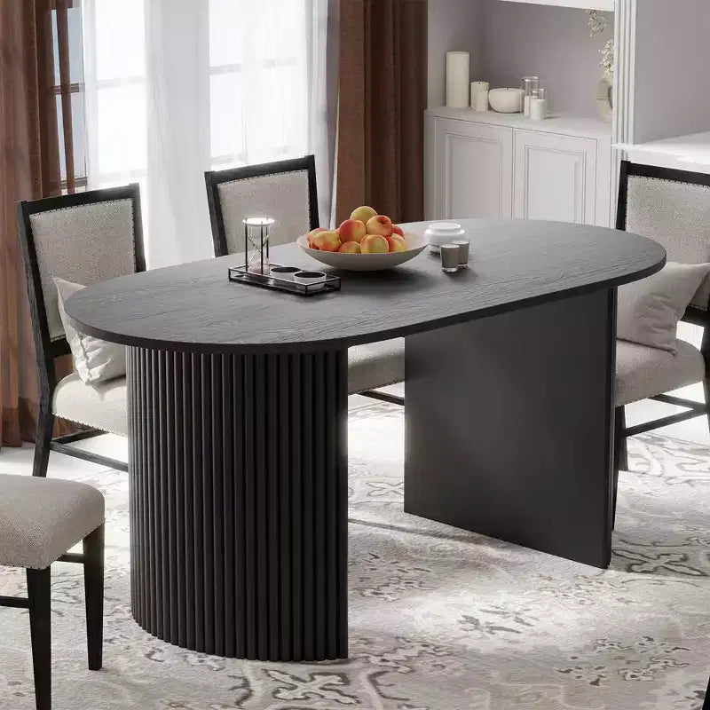 Table de salle à manger en bois, style moderne du milieu du siècle, pour 6 personnes