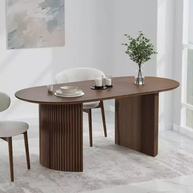 Table de salle à manger en bois, style moderne du milieu du siècle, pour 6 personnes