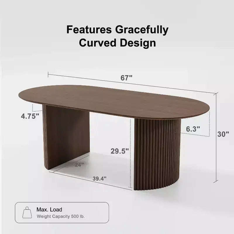 Table de salle à manger en bois, style moderne du milieu du siècle, pour 6 personnes