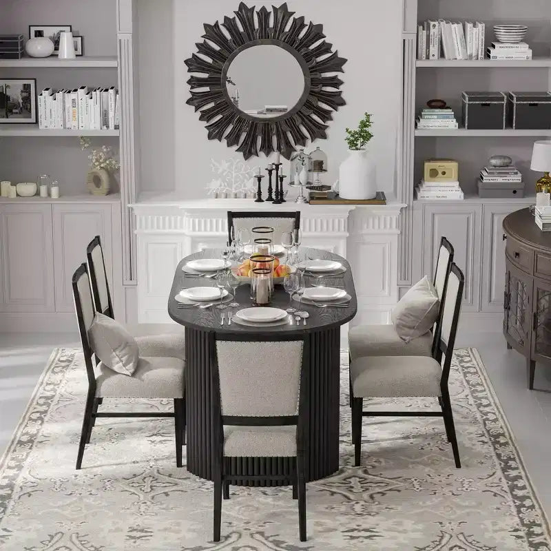 Table de salle à manger en bois, style moderne du milieu du siècle, pour 6 personnes