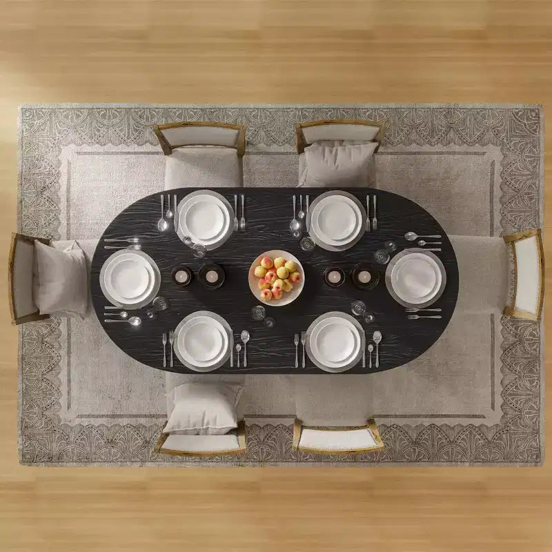 Table de salle à manger en bois, style moderne du milieu du siècle, pour 6 personnes