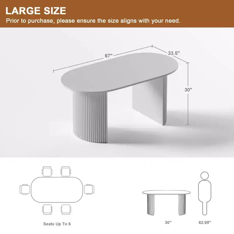 Table de salle à manger en bois, style moderne du milieu du siècle, pour 6 personnes