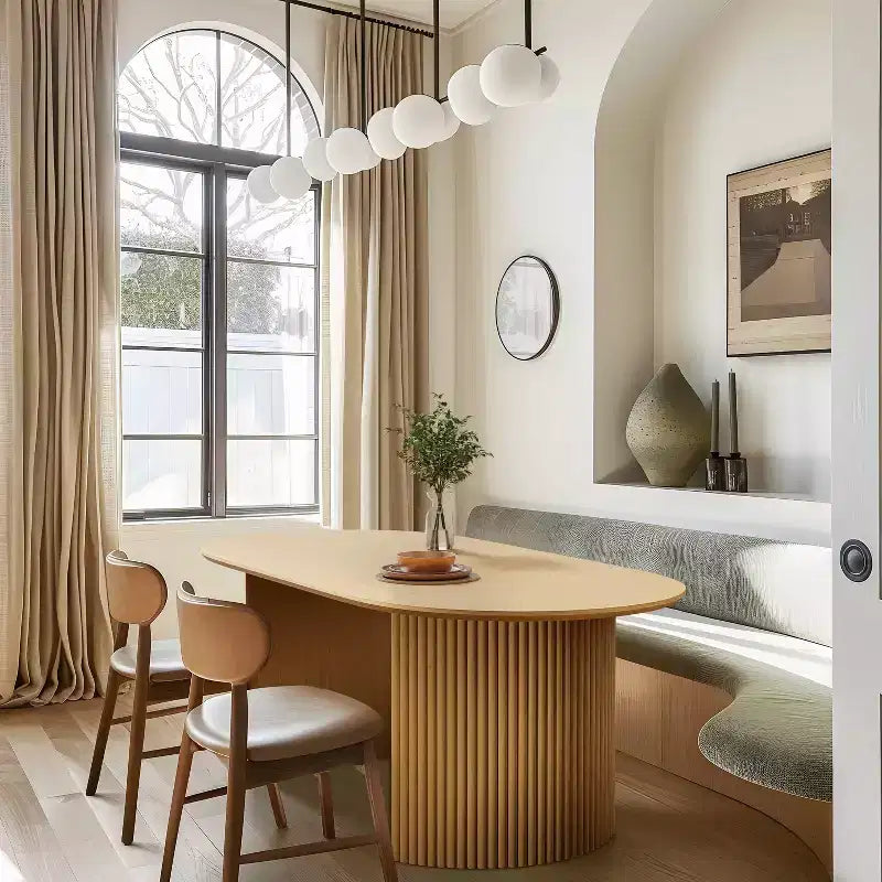 Table de salle à manger en bois, style moderne du milieu du siècle, pour 6 personnes