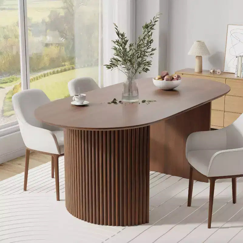 Table de salle à manger en bois, style moderne du milieu du siècle, pour 6 personnes