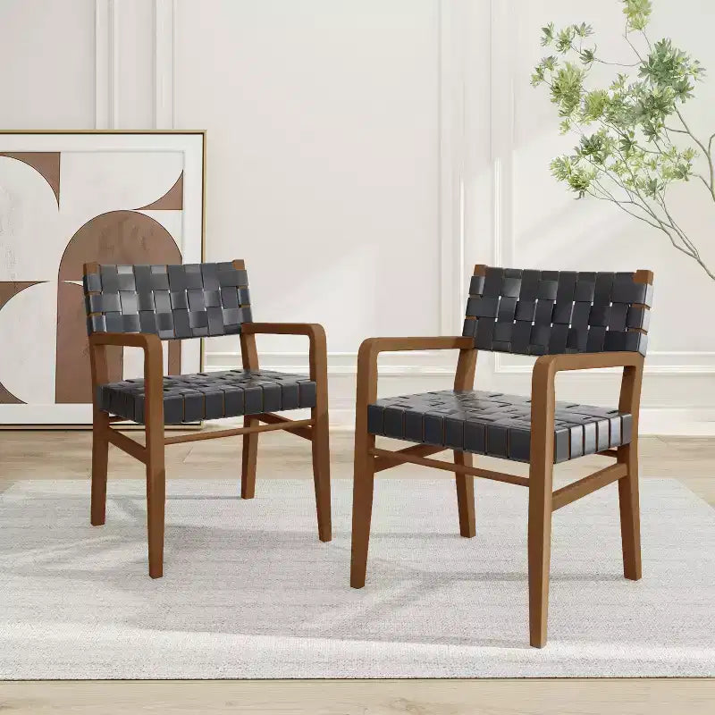 Esszimmerstuhl aus Kunstleder und Kautschukholz (2er-Set)