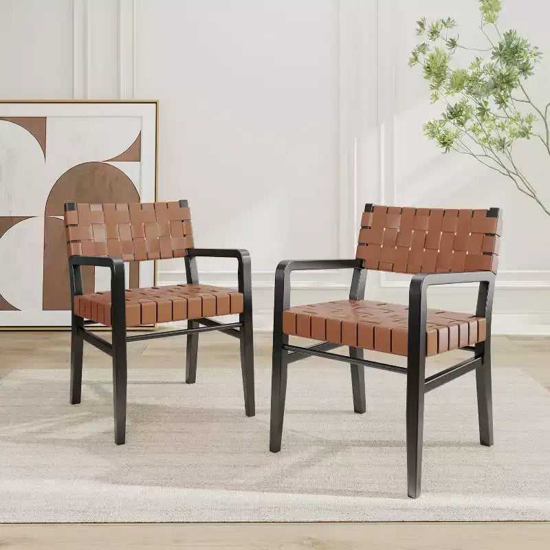 Esszimmerstuhl aus Kunstleder und Kautschukholz (2er-Set)