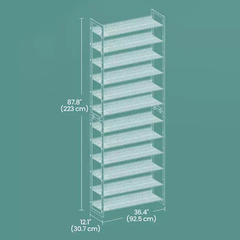 Étagère à chaussures, organisateur à 12 niveaux, rangement à chaussures en métal pour garage et entrée, lot de 2 étagères empilables à 6 niveaux, peut accueillir 48-60 paires