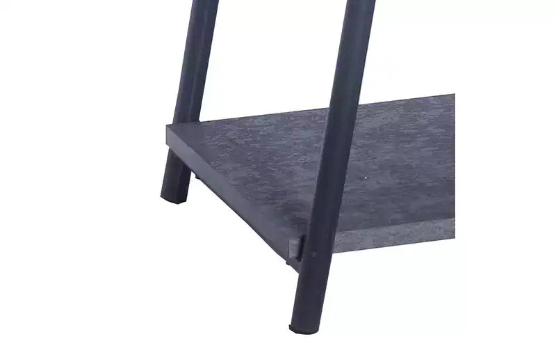 Table basse ovale avec étagère de rangement, ardoise rustique, béton et métal noir