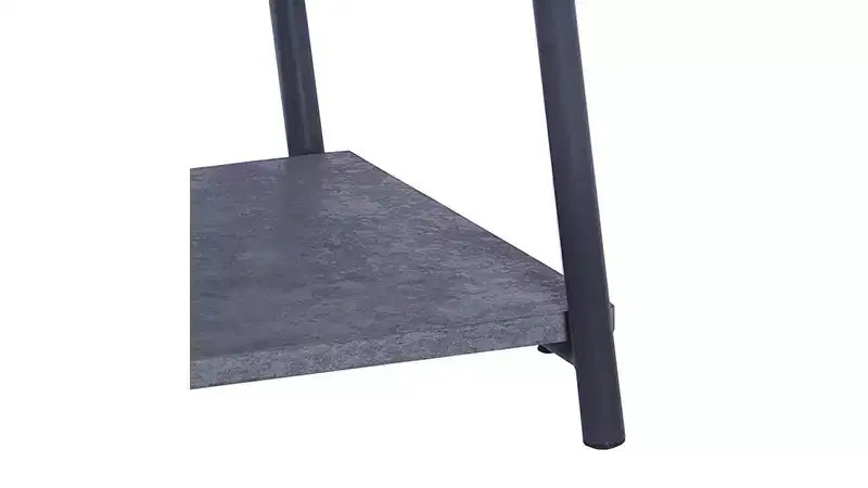 Table basse ovale avec étagère de rangement, ardoise rustique, béton et métal noir