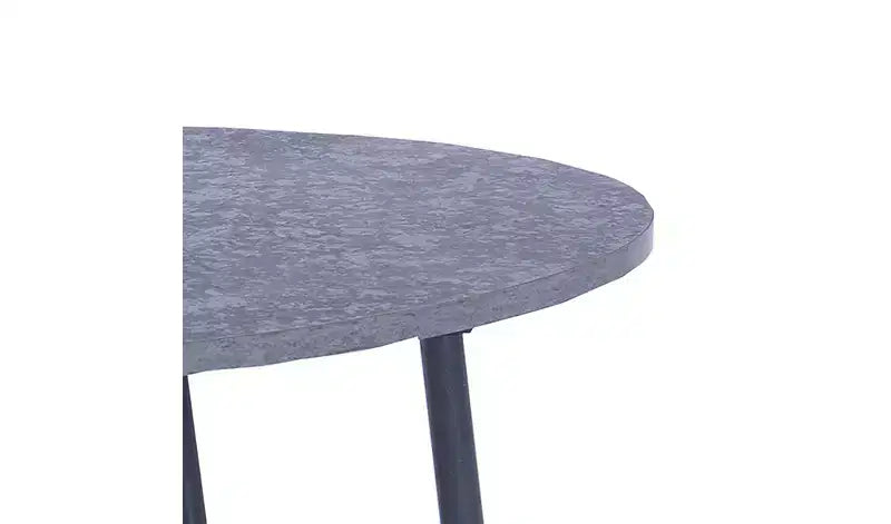 Table basse ovale avec étagère de rangement, ardoise rustique, béton et métal noir
