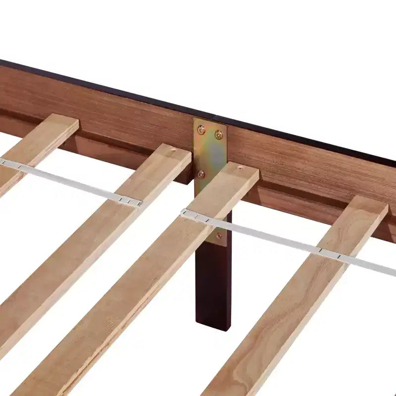 Estructura de cama con cabecero, cama de plataforma de madera rústica, soporte de láminas de madera, no necesita somier, fácil de montar