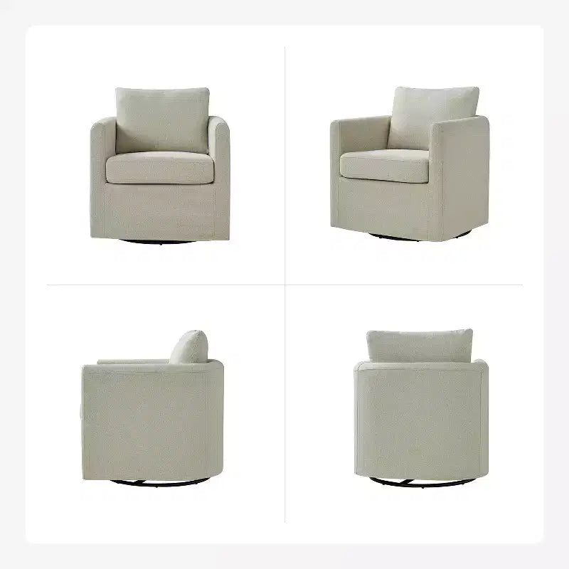 Juego de 2 sillones giratorios con funda, tela texturizada y reposabrazos acampanados