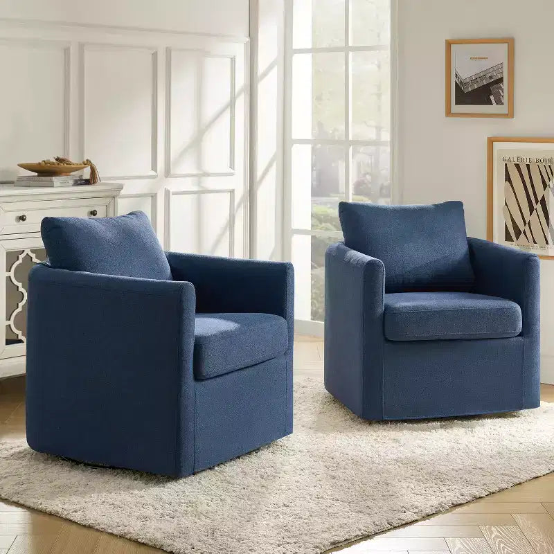 Juego de 2 sillones giratorios con funda, tela texturizada y reposabrazos acampanados