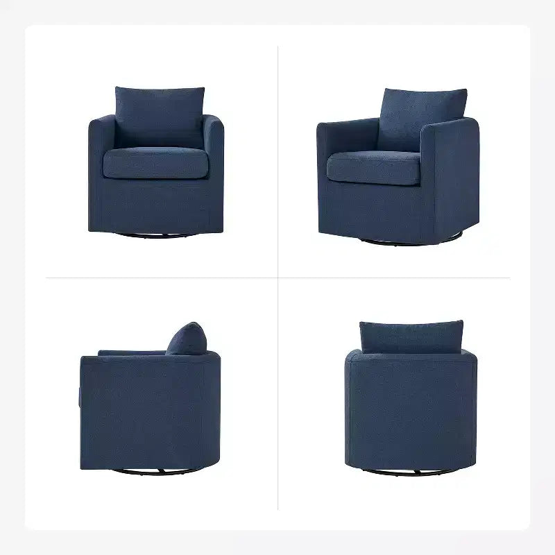 Juego de 2 sillones giratorios con funda, tela texturizada y reposabrazos acampanados