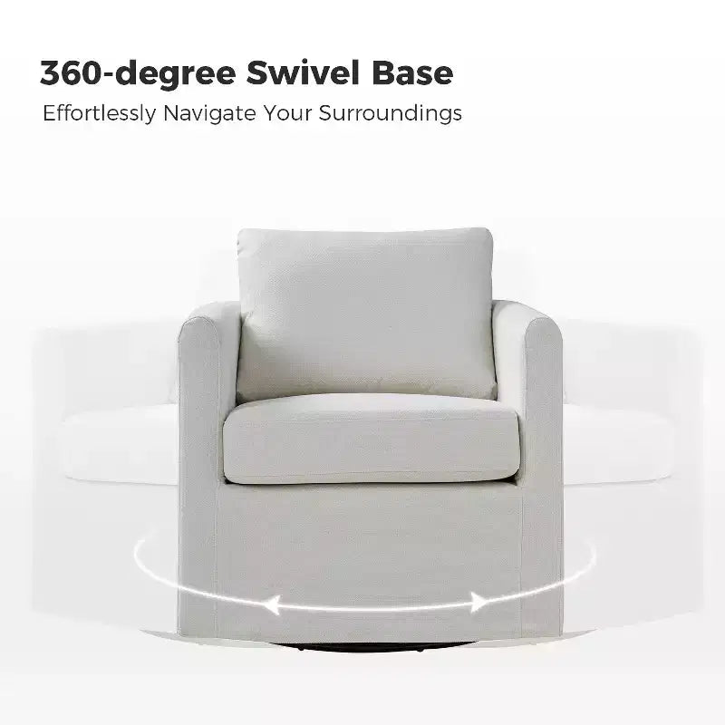 Juego de 2 sillones giratorios con funda, tela texturizada y reposabrazos acampanados