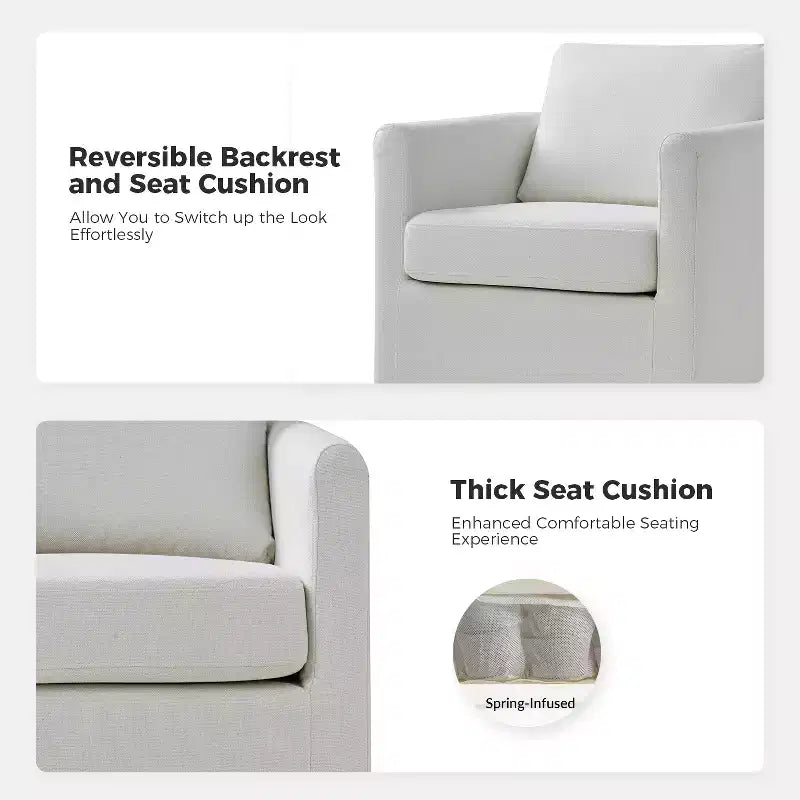 Juego de 2 sillones giratorios con funda, tela texturizada y reposabrazos acampanados