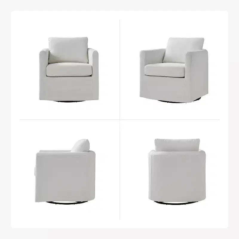 Juego de 2 sillones giratorios con funda, tela texturizada y reposabrazos acampanados