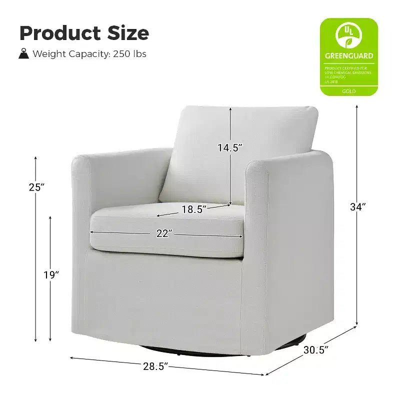 Juego de 2 sillones giratorios con funda, tela texturizada y reposabrazos acampanados