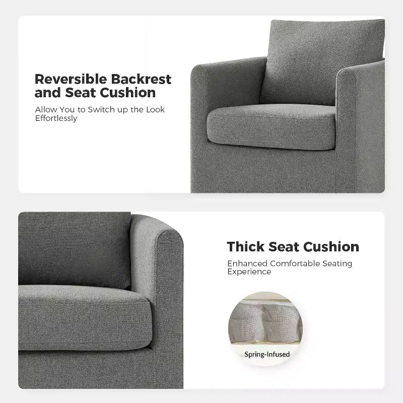 Juego de 2 sillones giratorios con funda, tela texturizada y reposabrazos acampanados
