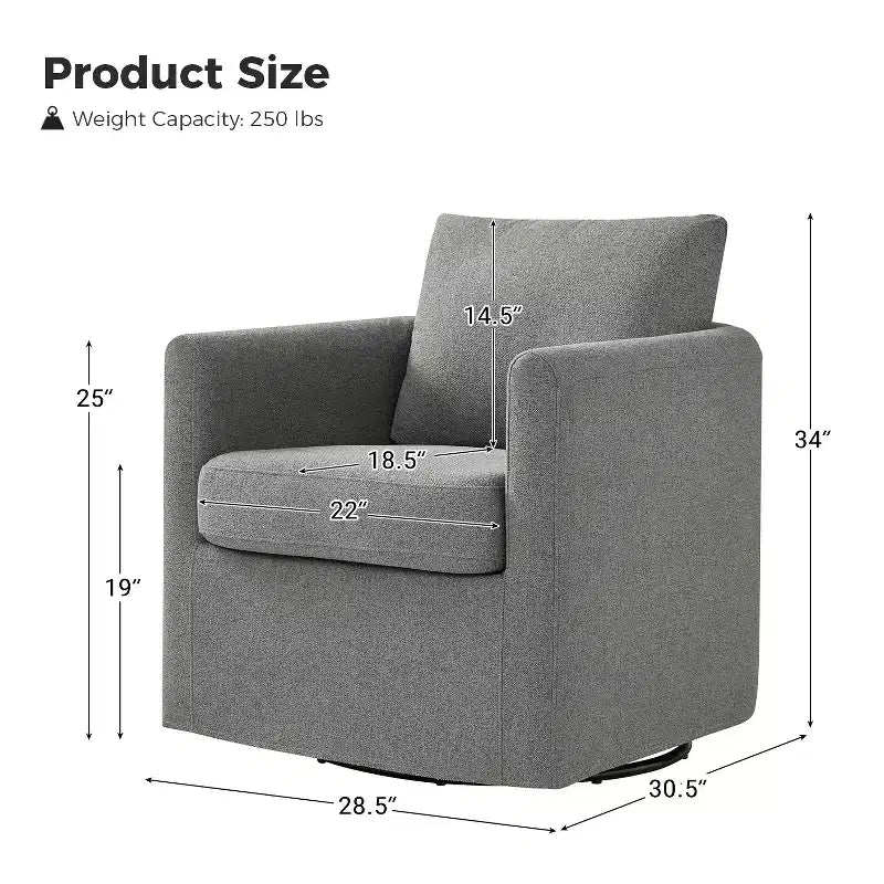 Juego de 2 sillones giratorios con funda, tela texturizada y reposabrazos acampanados