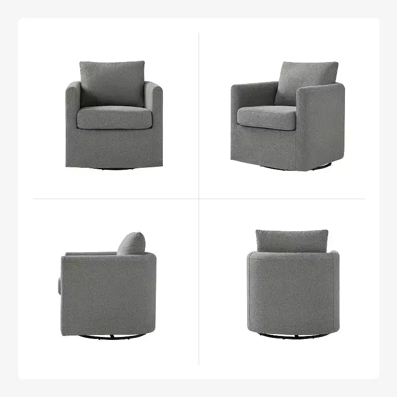 Juego de 2 sillones giratorios con funda, tela texturizada y reposabrazos acampanados