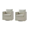Juego de 2 sillones giratorios con funda, tela texturizada y reposabrazos acampanados