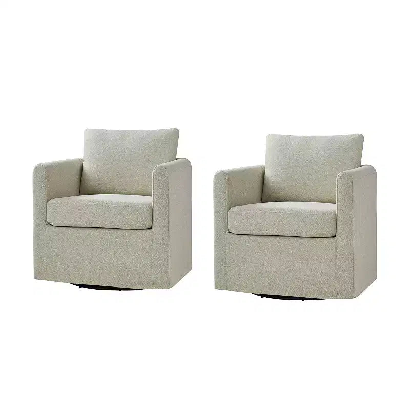 Lot de 2 fauteuils pivotants à housse amovible, tissu texturé et accoudoirs évasés
