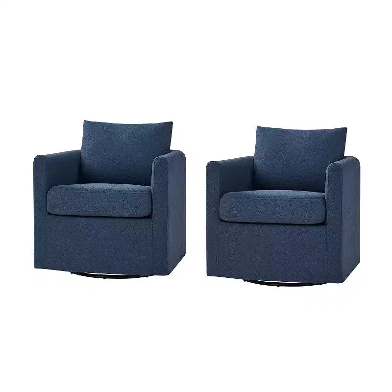 Lot de 2 fauteuils pivotants à housse amovible, tissu texturé et accoudoirs évasés