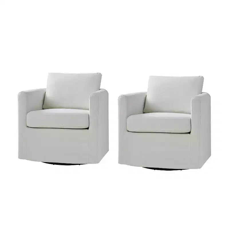 Lot de 2 fauteuils pivotants à housse amovible, tissu texturé et accoudoirs évasés