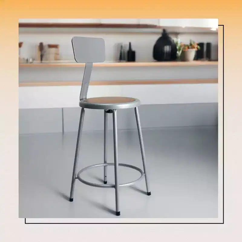 Taburete de bar para altura de barra de la colección Steel, con respaldo