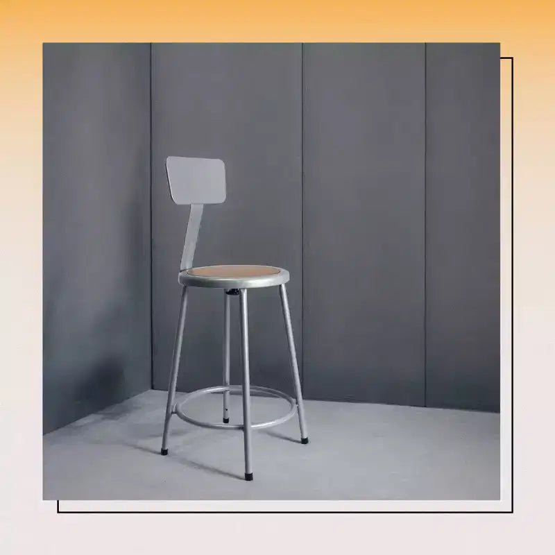 Taburete de bar para altura de barra de la colección Steel, con respaldo